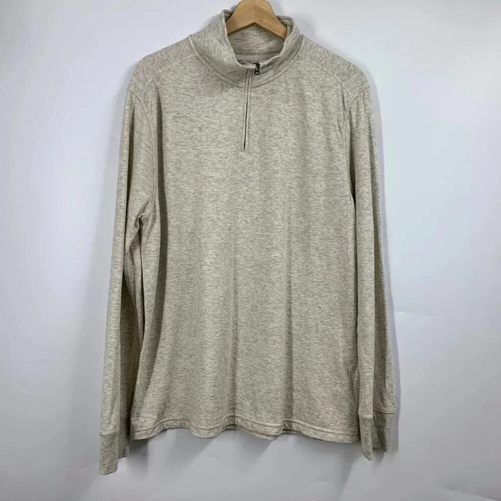 J.Crew Men's Double Knit Half Zip Long Sleeve‎ Cotton Pullover Sweatshirt Size L